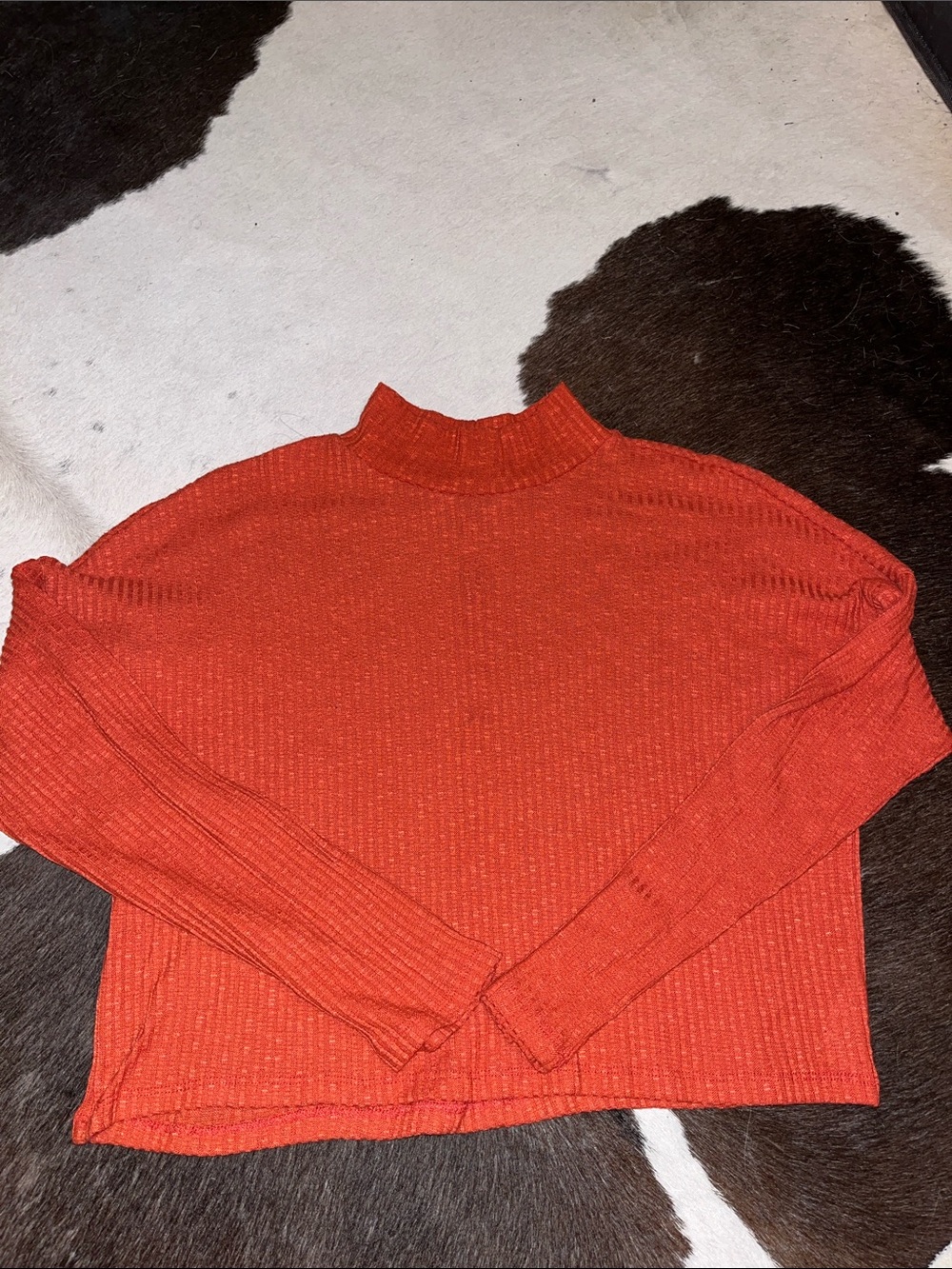 wild fable Ribbed Mock Neck Sweater in Bright Orange